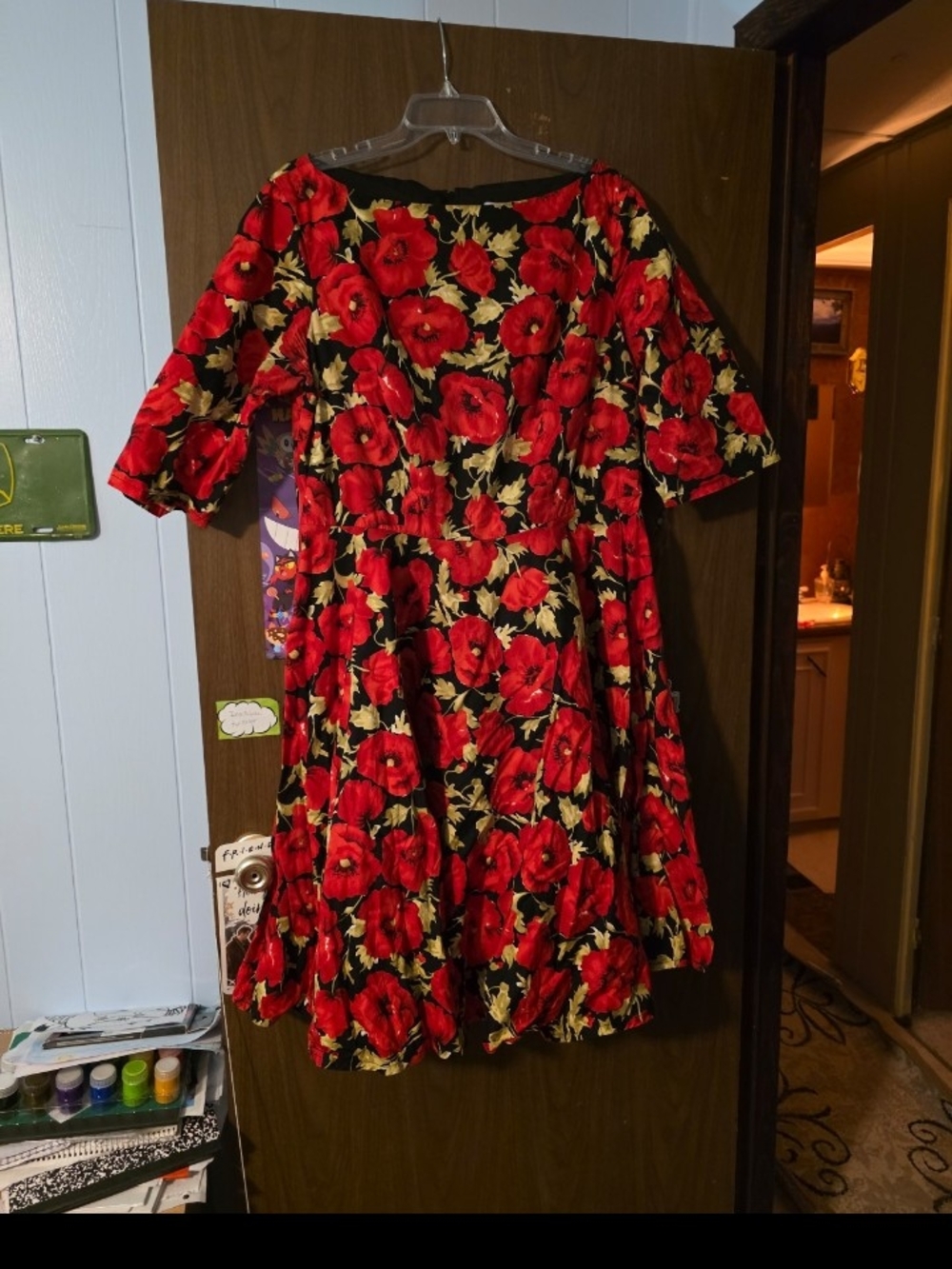 Magnolia Red Floral Fit-and-Flare Dress